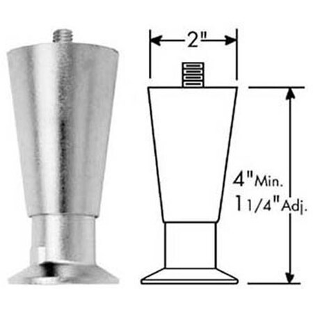 Component Hardware Leg, Flanged , 3/8-16, 4"H, Np Leg A70-2020